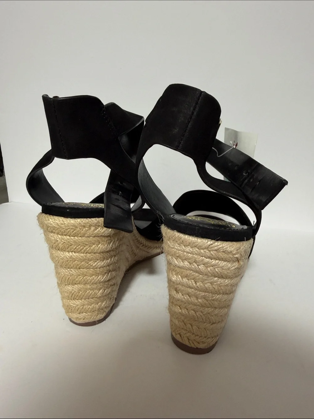 Vince Camuto Black Espadrille Ankle-Strap Wedges